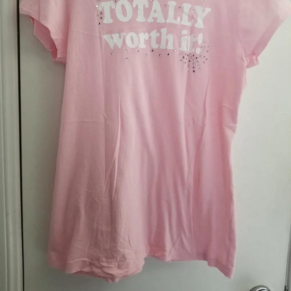 Totatally worth it rhinestudded short sleeve tee - Picture 2 of 6